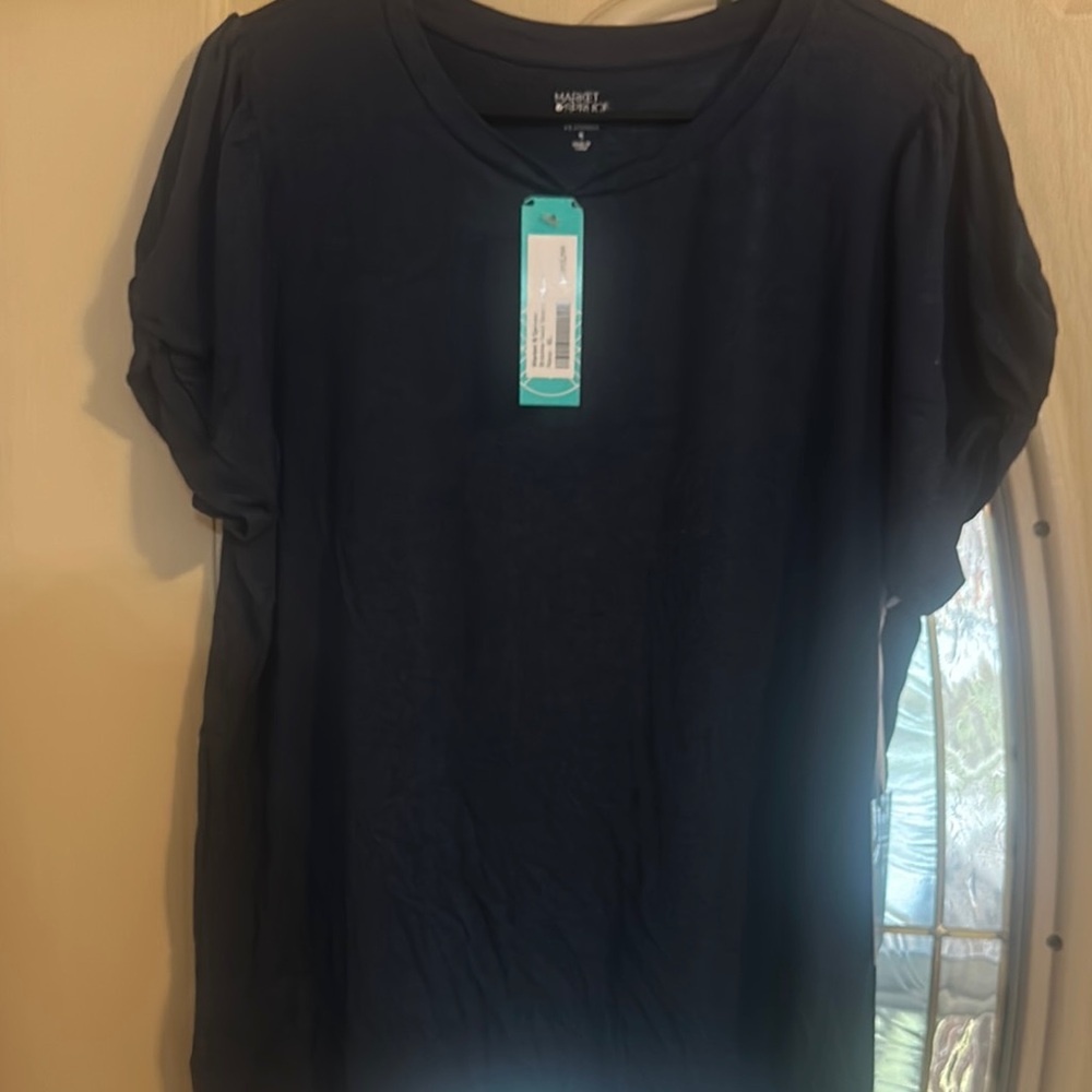Navy Blue Short Sleeve Top